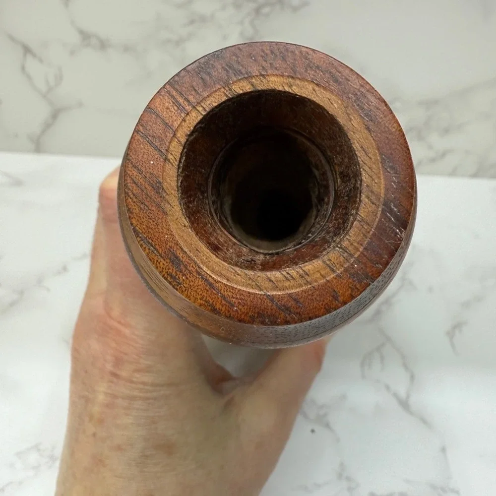 Hand Turned Wood Vase Striped Wood Decor Accent‎ Piece Rich Grain Artist Signed